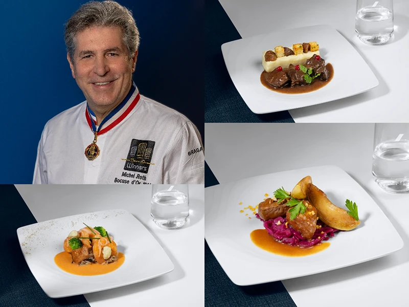 Michel Roth con algunos de sus creaciones. Foto: Air France